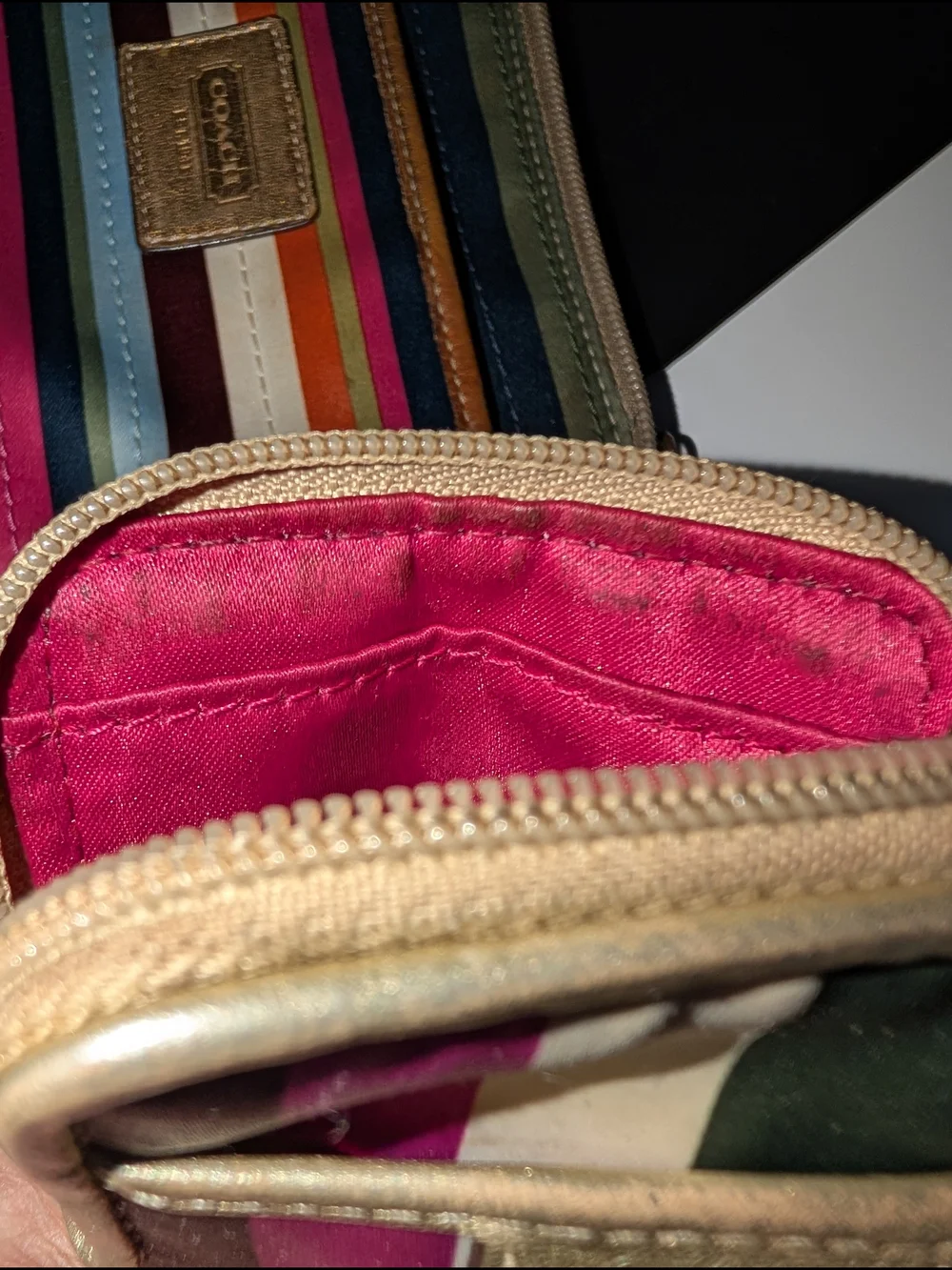 Coach Legacy Stripe Swingpack Crossbody Bag and Matching Striped Wristlet